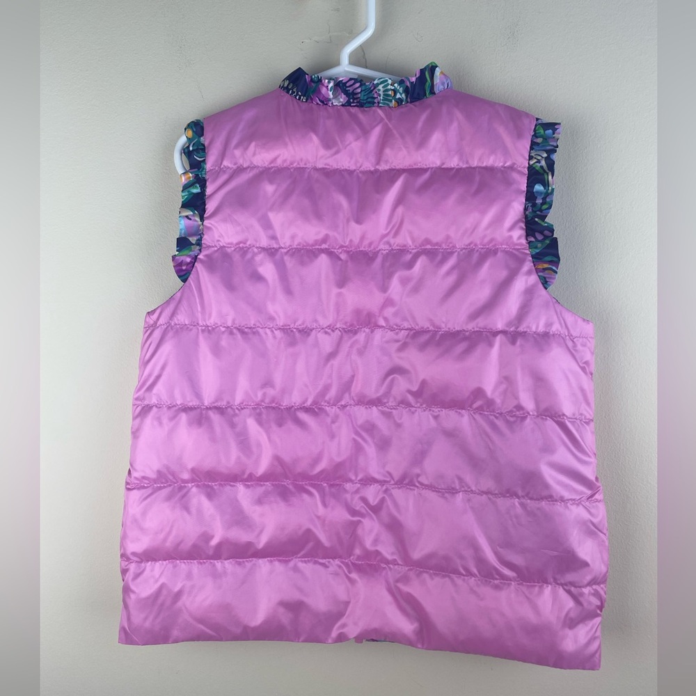 Lilly Pulitzer Amani Reversible DOWN Vest Lilac Rose/High Tide Navy Shes got Sol - Picture 5 of 7